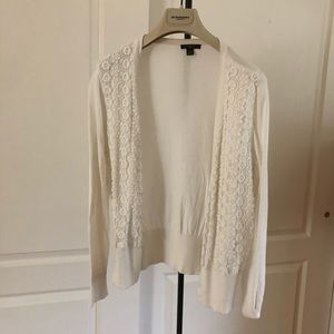 Ann Taylor Cotton front lace overly cardigan